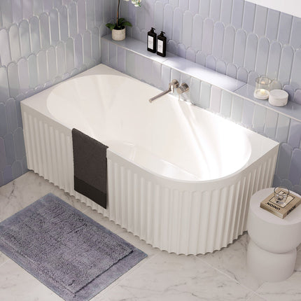 Fienza Eleanor Fluted 1500 Acrylic Corner Bath, Gloss White ,