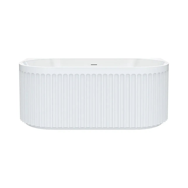 Fienza Eleanor Fluted 1500 Back To Wall Acrylic Bath, Gloss White