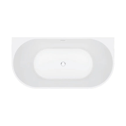 Fienza Eleanor Fluted 1500 Back To Wall Acrylic Bath, Gloss White