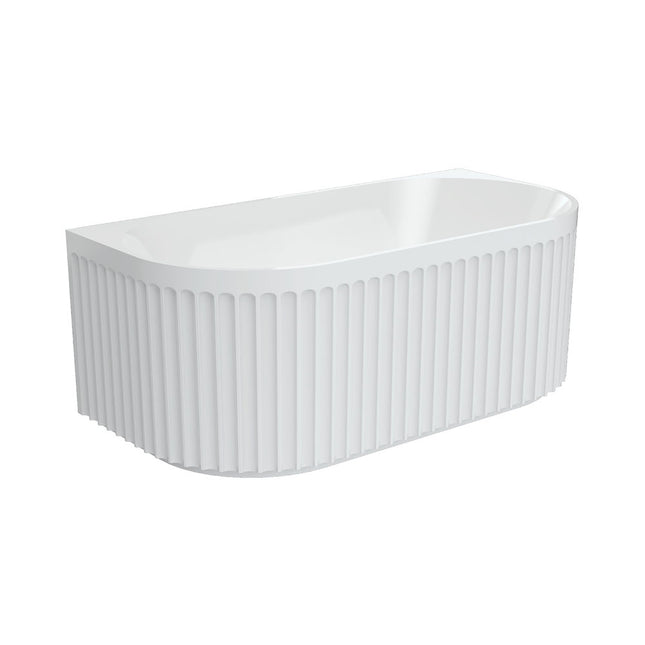 Fienza Eleanor Fluted 1500 Back To Wall Acrylic Bath, Gloss White ,