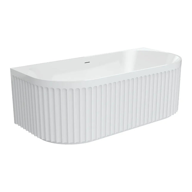 Fienza Eleanor Fluted 1700 Back To Wall Acrylic Bath, Gloss White