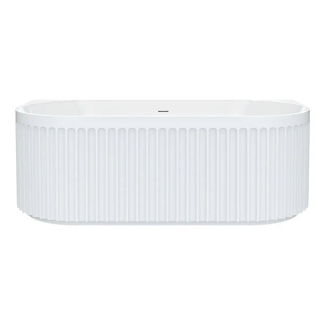 Fienza Eleanor Fluted 1700 Back To Wall Acrylic Bath, Gloss White