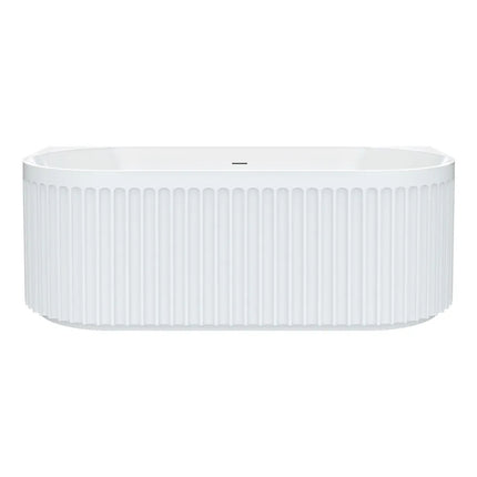 Fienza Eleanor Fluted 1700 Back To Wall Acrylic Bath, Gloss White