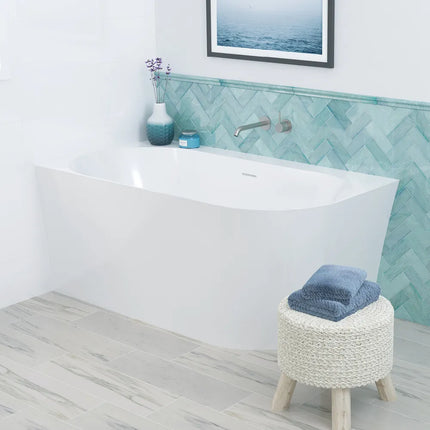 Fienza Chloe 1400 Acrylic Corner Bathtub, Gloss White, Slim Edge