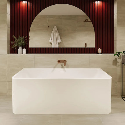 Fienza Delta 1700 Back To Wall Acrylic Bathtub, Gloss White
