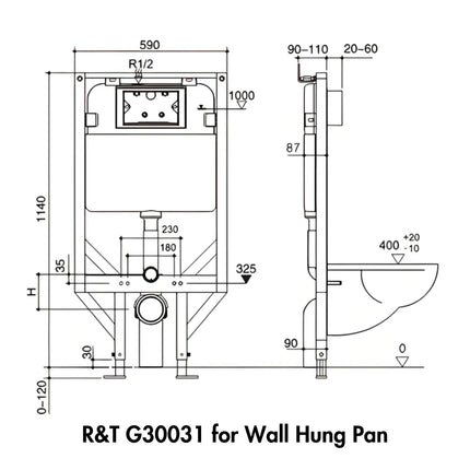 Kubic Box Rim Wall Hung Pan Toilet Ceramic White 550X345X320