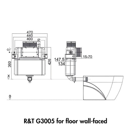 Vegas Tornado Wall Faced Floor Pan Ceramic Black 590X360X410