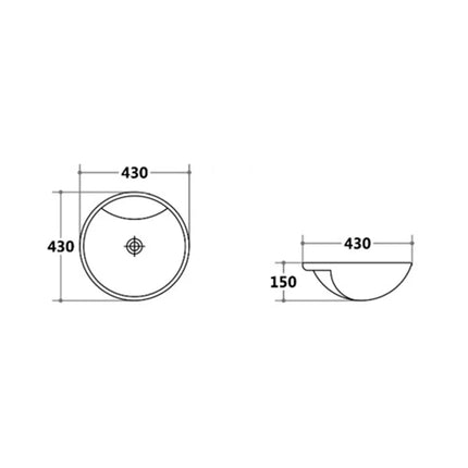 Gloss Round Semi Recessed Basin White 430X430X150