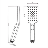 Square Top Water Inlet Shower Combination Gun Metal Grey ,
