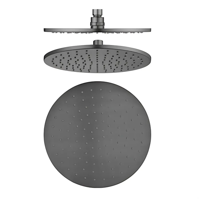 Add Round Shower Head 250mm Gun Metal Grey ,