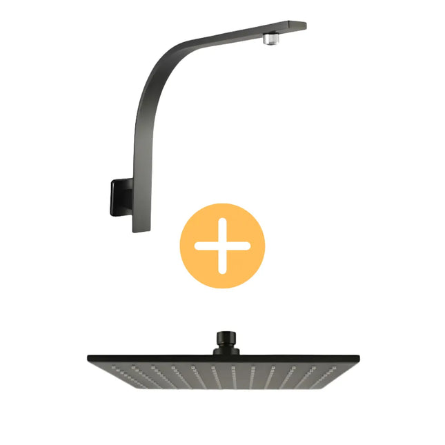 Square Goose Neck Wall Arm Shower Gun Metal Grey ,