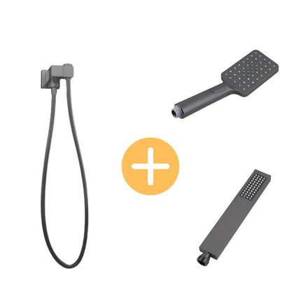 Square Hand Held Shower Set Gun Metal Grey ,