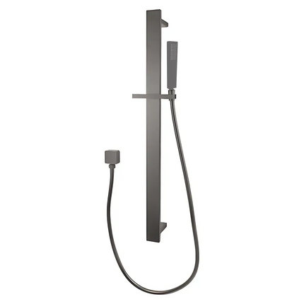 Square Hand Held Shower Set With Rail Gun Metal Grey ,
