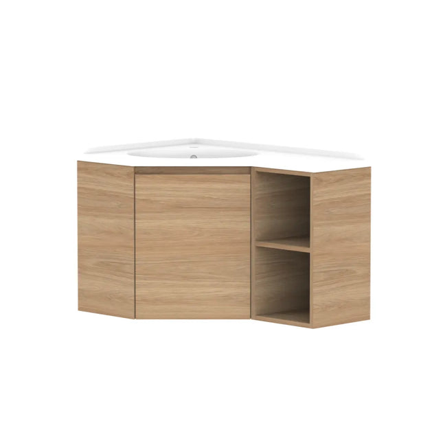 ADP Glacier Lite Corner Wall Hung Vanity with Open Shelf