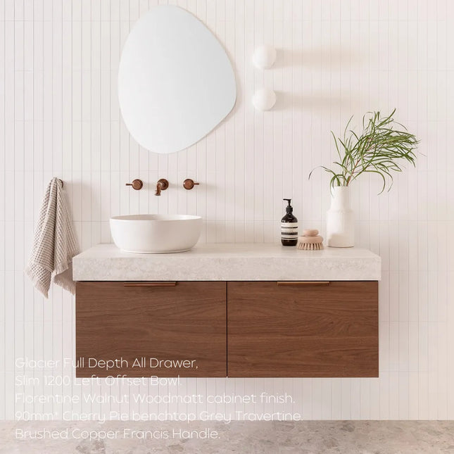 ADP Glacier Lite Full Depth All Drawer Slim Vanity with Benchtop 600-1800mm