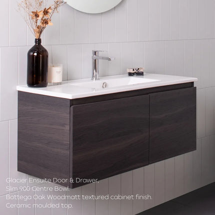 ADP Glacier Lite Ensuite Door and Drawer Slim Vanity with Ceramic Top 750-900mm