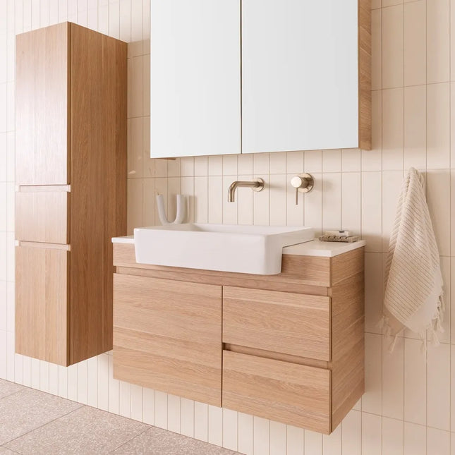 ADP Glacier Lite Semi-Recessed Door and Drawer Twin Vanity with Benchtop 750-1800mm