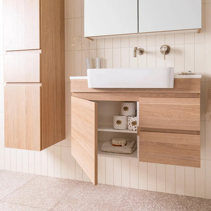 ADP Glacier Lite Semi-Recessed Door and Drawer Twin Vanity with Benchtop 750-1800mm