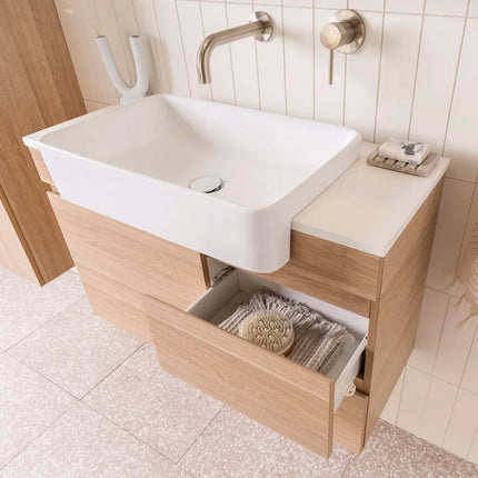 ADP Glacier Lite Semi-Recessed Door and Drawer Twin Vanity with Benchtop