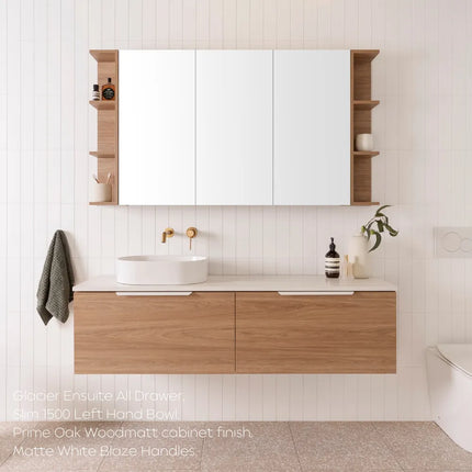 ADP Glacier Lite Ensuite All Drawer Slim Vanity with Benchtop 600-1800mm