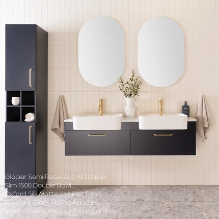 ADP Glacier Lite Semi-Recessed All Drawer Slim Vanity with Benchtop