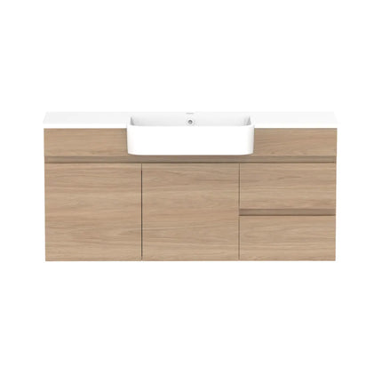 ADP Glacier Lite Semi-Recessed Door and Drawer Twin Vanity with Cast Marble Top 750-1200mm