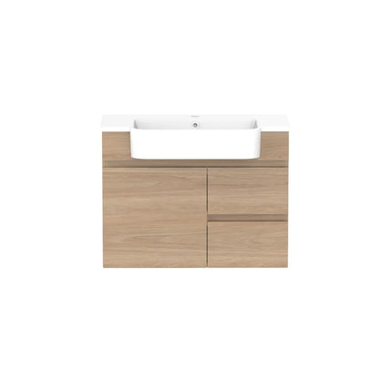 ADP Glacier Lite Semi-Recessed Door and Drawer Twin Vanity with Cast Marble Top