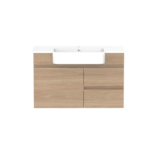 ADP Glacier Lite Semi-Recessed Door and Drawer Twin Vanity with Cast Marble Top 750-1200mm