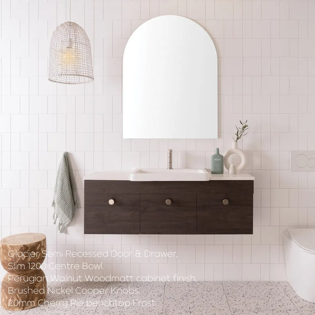 ADP Glacier Lite Semi-Recessed Door and Drawer Slim Vanity with Benchtop 750-1800mm