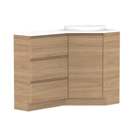 ADP Glacier Lite Corner Floor Mount Vanity on Kickboard