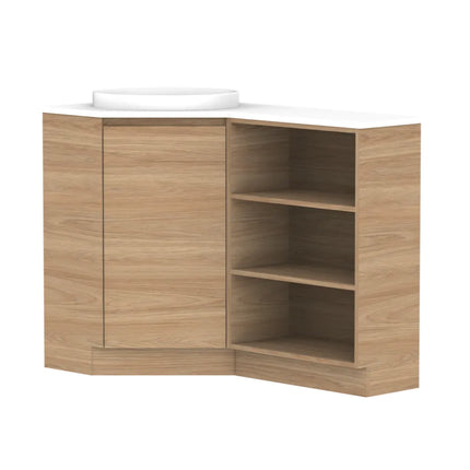 ADP Glacier Lite Corner Floor Mount Vanity on Kickboard with Open Shelf