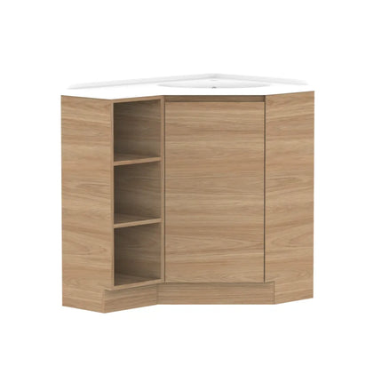 ADP Glacier Lite Corner Floor Mount Vanity on Kickboard with Open Shelf