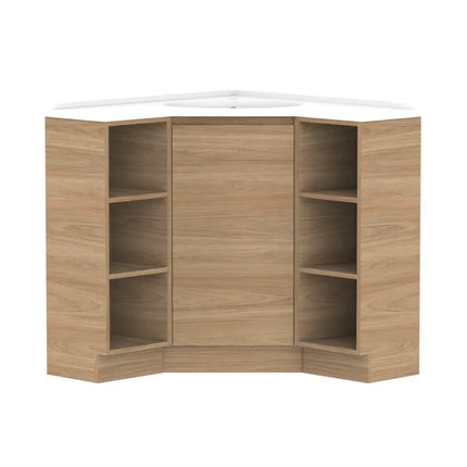 ADP Glacier Lite Corner Floor Mount Vanity on Kickboard with Open Shelf