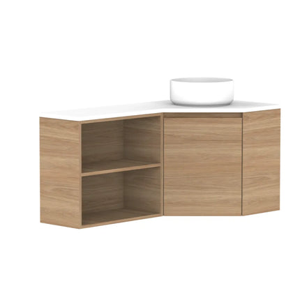 ADP Glacier Lite Corner Wall Hung Vanity with Open Shelf