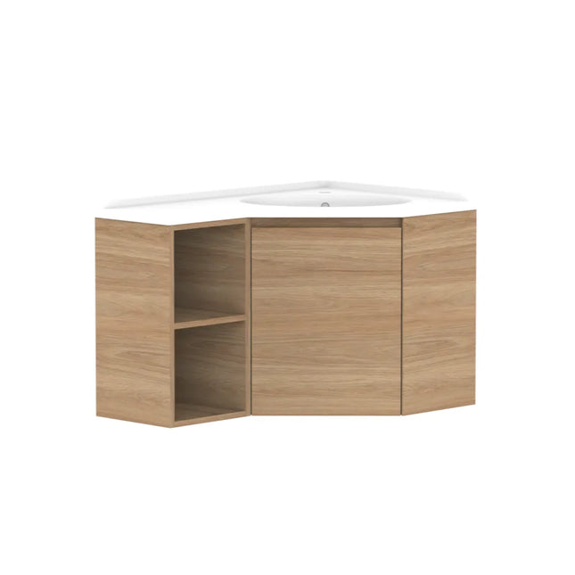 ADP Glacier Lite Corner Wall Hung Vanity with Open Shelf