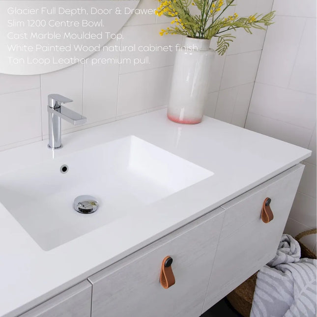 ADP Glacier Lite Full Depth Door and Drawer Slim Vanity with Cast Marble Top 750-1800mm