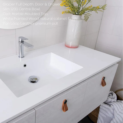 ADP Glacier Lite Full Depth Door and Drawer Slim Vanity with Cast Marble Top 750-1800mm