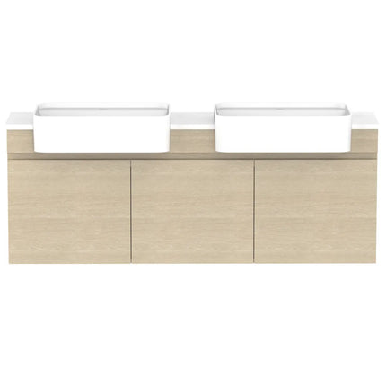 ADP Glacier Lite Semi-Recessed All Door Twin Vanity with Benchtop