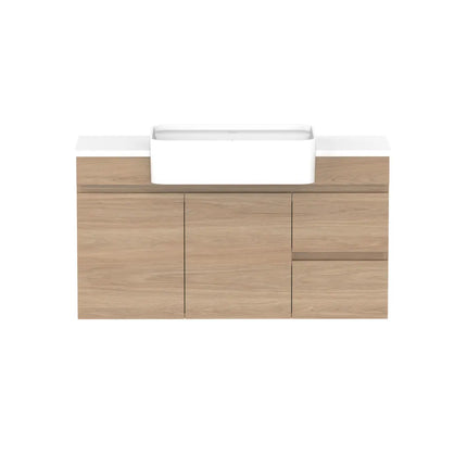 ADP Glacier Lite Semi-Recessed Door and Drawer Twin Vanity with Benchtop