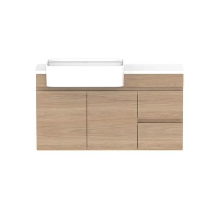 ADP Glacier Lite Semi-Recessed Door and Drawer Twin Vanity with Benchtop