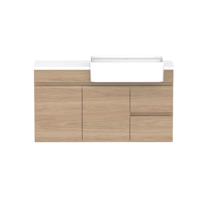 ADP Glacier Lite Semi-Recessed Door and Drawer Twin Vanity with Benchtop