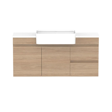 ADP Glacier Lite Semi-Recessed Door and Drawer Twin Vanity with Benchtop