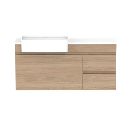 ADP Glacier Lite Semi-Recessed Door and Drawer Twin Vanity with Benchtop