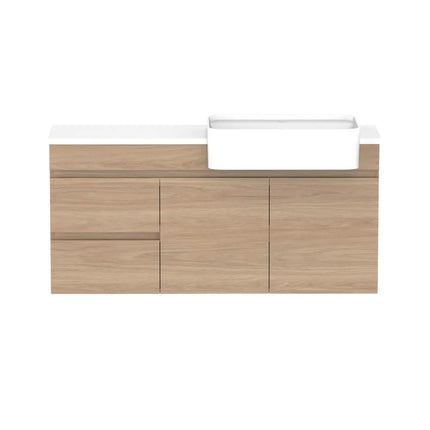 ADP Glacier Lite Semi-Recessed Door and Drawer Twin Vanity with Benchtop