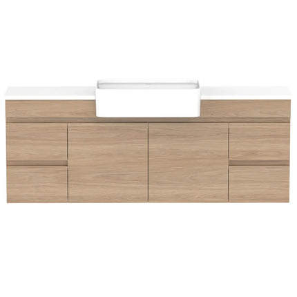 ADP Glacier Lite Semi-Recessed Door and Drawer Twin Vanity with Benchtop