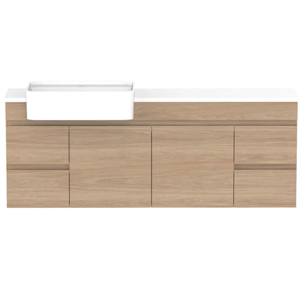 ADP Glacier Lite Semi-Recessed Door and Drawer Twin Vanity with Benchtop