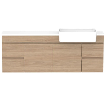 ADP Glacier Lite Semi-Recessed Door and Drawer Twin Vanity with Benchtop