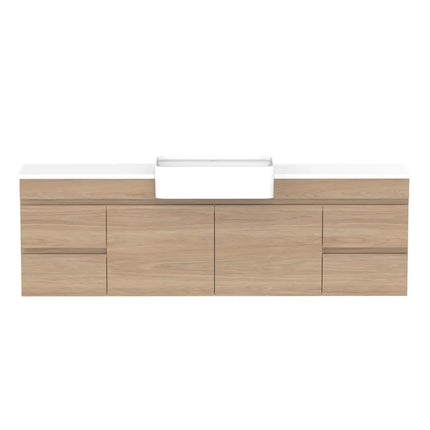 ADP Glacier Lite Semi-Recessed Door and Drawer Twin Vanity with Benchtop