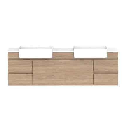 ADP Glacier Lite Semi-Recessed Door and Drawer Twin Vanity with Benchtop