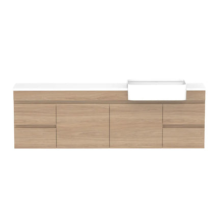 ADP Glacier Lite Semi-Recessed Door and Drawer Twin Vanity with Benchtop